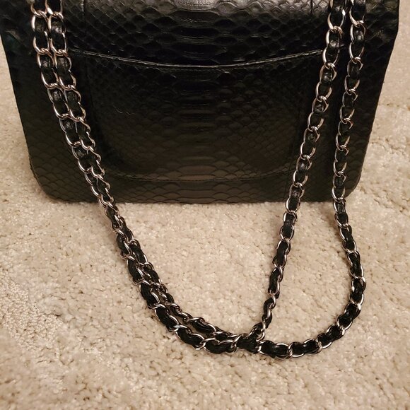 CHANEL Python Double Flap Bag with Silver Hardware - Picture 5 of 6